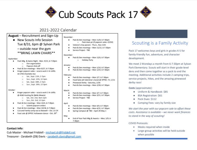 Cub Scouts After School Club – Sylvan Park Paideia Elementary School