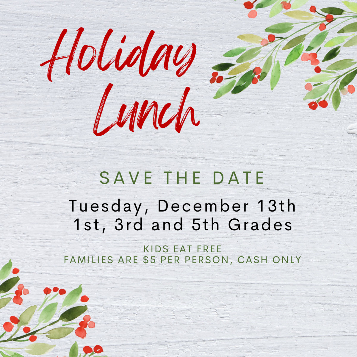 Holiday Lunch – Sylvan Park Paideia Elementary School